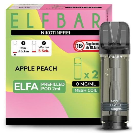 Elf Bar - Nikotinfrei Elfa Pod Apple Peach 0mg/ml (2 Stück pro Packung)