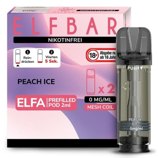 Elf Bar - Nikotinfrei Elfa Pod Peach Ice 0mg/ml (2 Stück pro Packung)