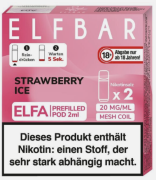 Elf Bar - Elfa Pod Strawberry Ice 20 mg/ml, 2Stück pro Packung