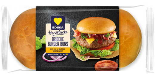 Brioche Burger Buns Herzstücke 4Stück 250g 