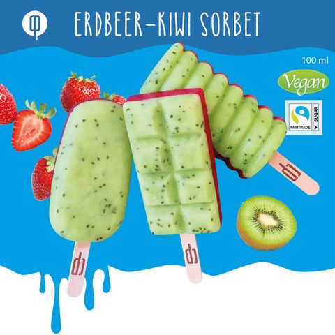 Erdbeer-Kiwi Sorbet Eis California Pops 90g